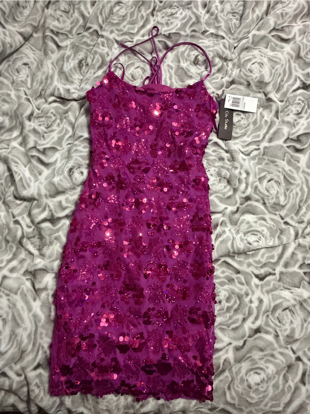 City Studio Fuchsia Sequin One-Piece Bodysuit